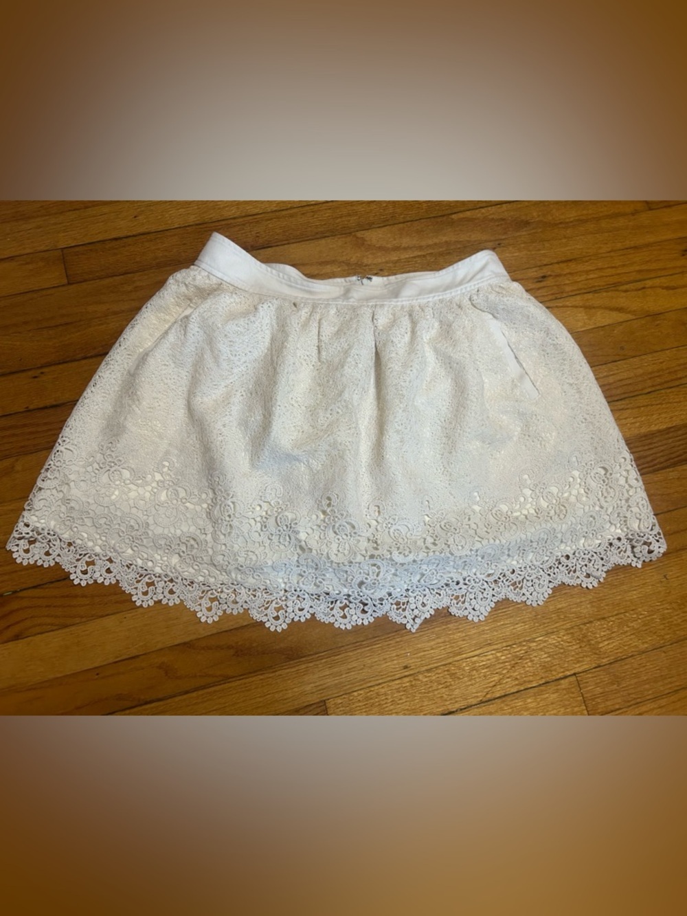 Banana Republic Heritage Collection Skirt Size 16 Lace Zip Mini Layered Ivory